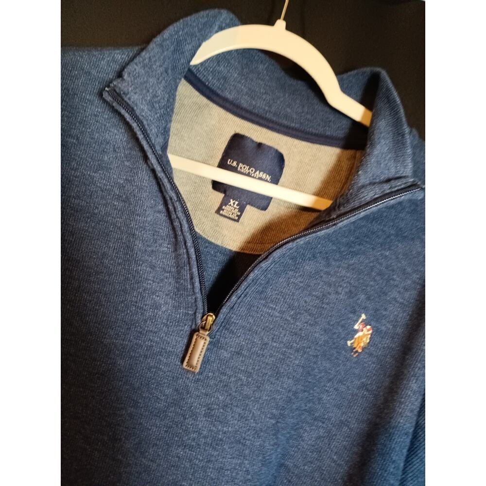 US Polo Assn. Men Quarter Zip Pullover Sweater Navy Blue Size Extra Large